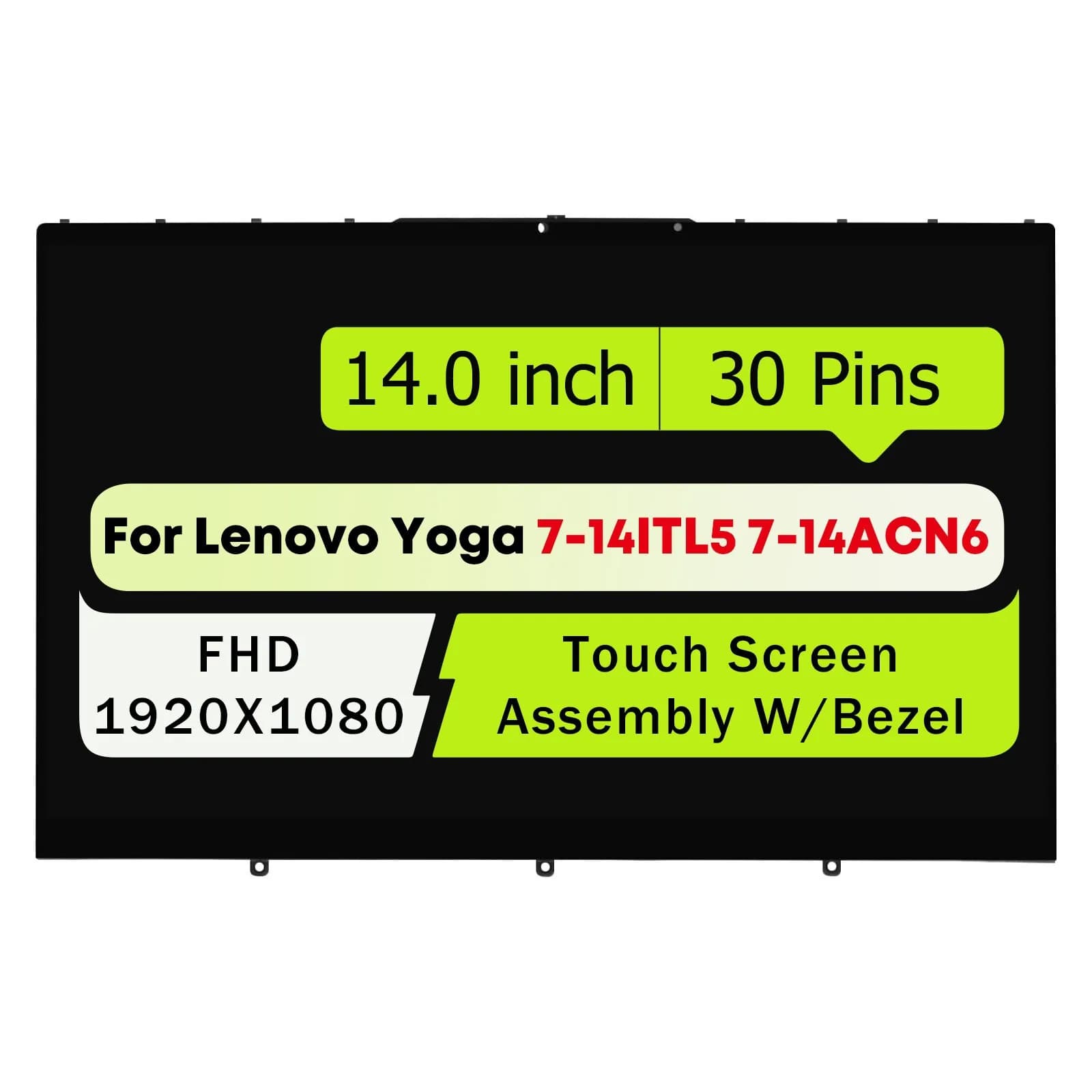 5D10S39670 per Lenovo Yoga 7-14ITL5 14" Laptop FHD LCD Touch Screen Display Panel Sostitutivo 1920x1080 30 Pin