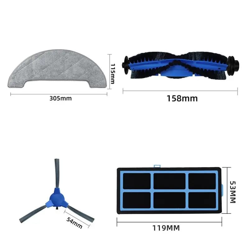 ABNH Main Brush Silicone Side Brush HEPA Filter Mop Cloth Spare Parts for 850T Vacuum Cleaner