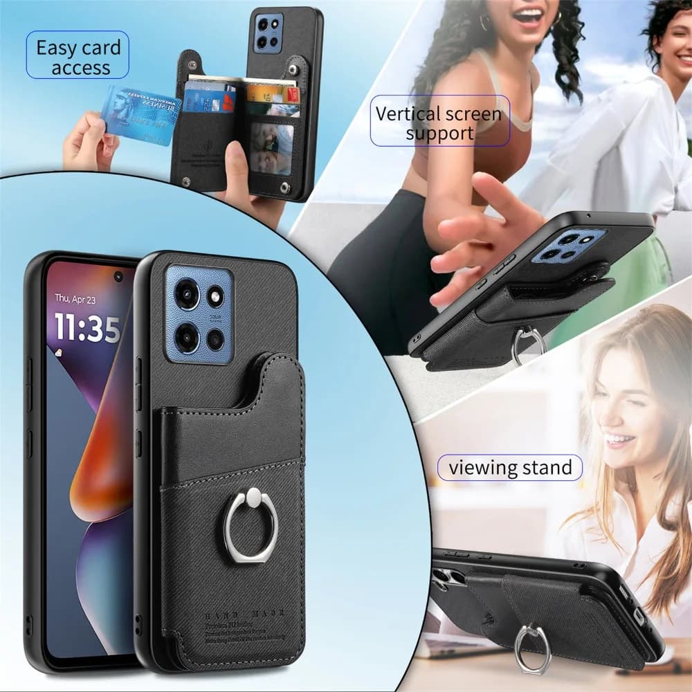 Custodia per carte RFID in pelle con magnete a portafoglio per Motorola Moto G86 Power G56 G66J G96 G75 G35 G15 G54 G84 G 86 G24 G53 G13 G23 G05 Capa