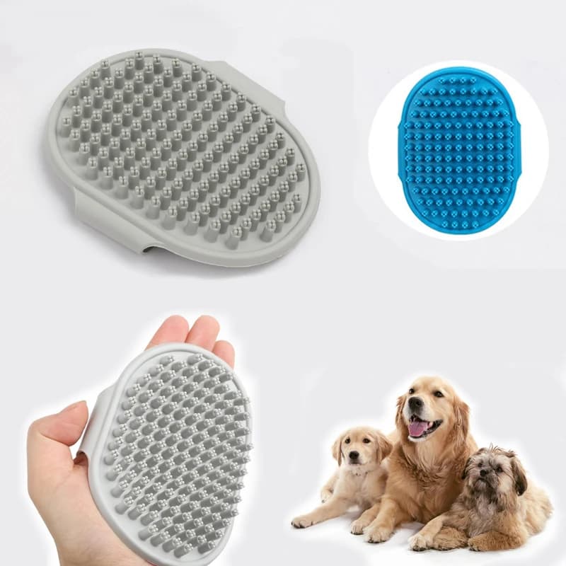 ZZ Pet Grooming Comb Cat Dog Bath Brush Rubber Bristles Soothing Massage Shedding Tool Adjustable Ring Handle