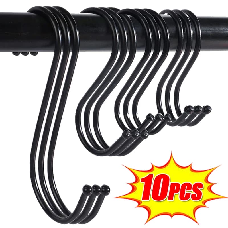 1/10 pieces metal hook in the shape of S kitchen multifunction bathroom bedroom railing clothes hangers bags towels plants hanging hook to S