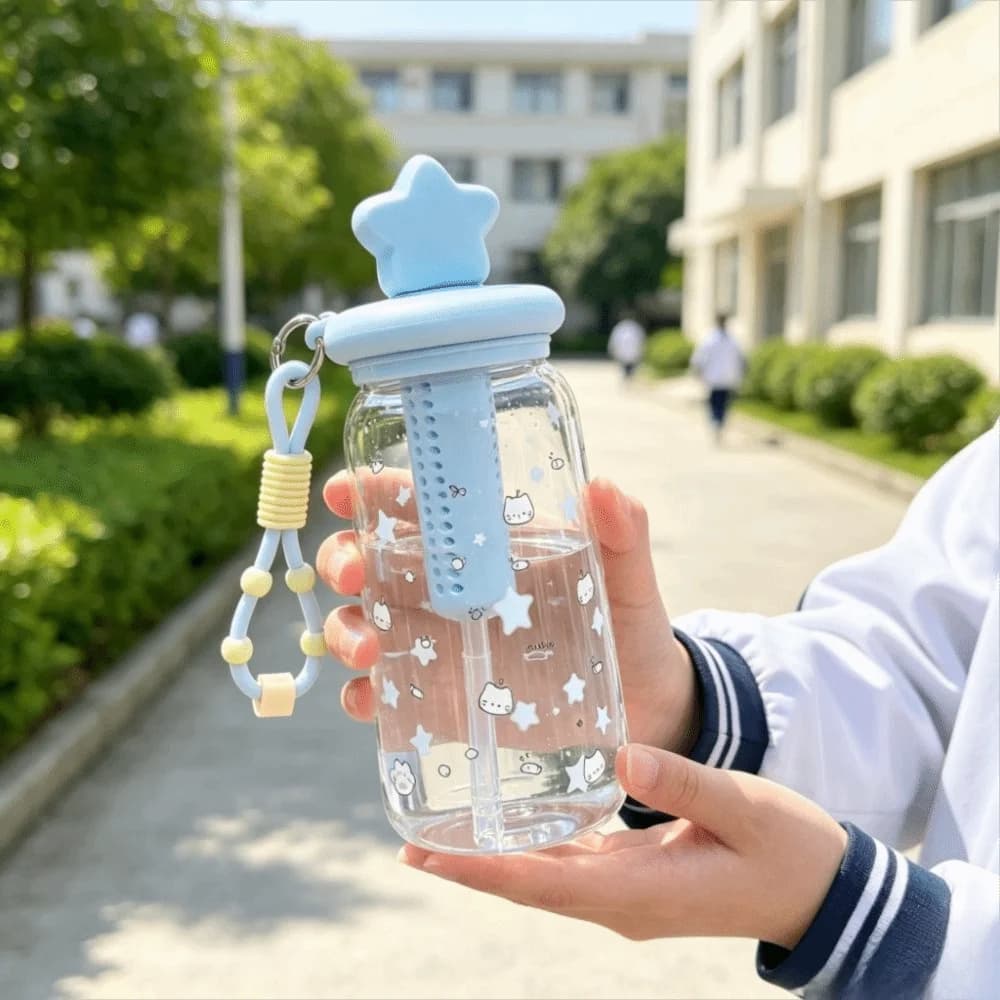 Multiple Styles Large Capacity Straw Water Bottle Leakproof Reusable Straw Water Cup Portable Cute Straw Plastic Tumbler Student