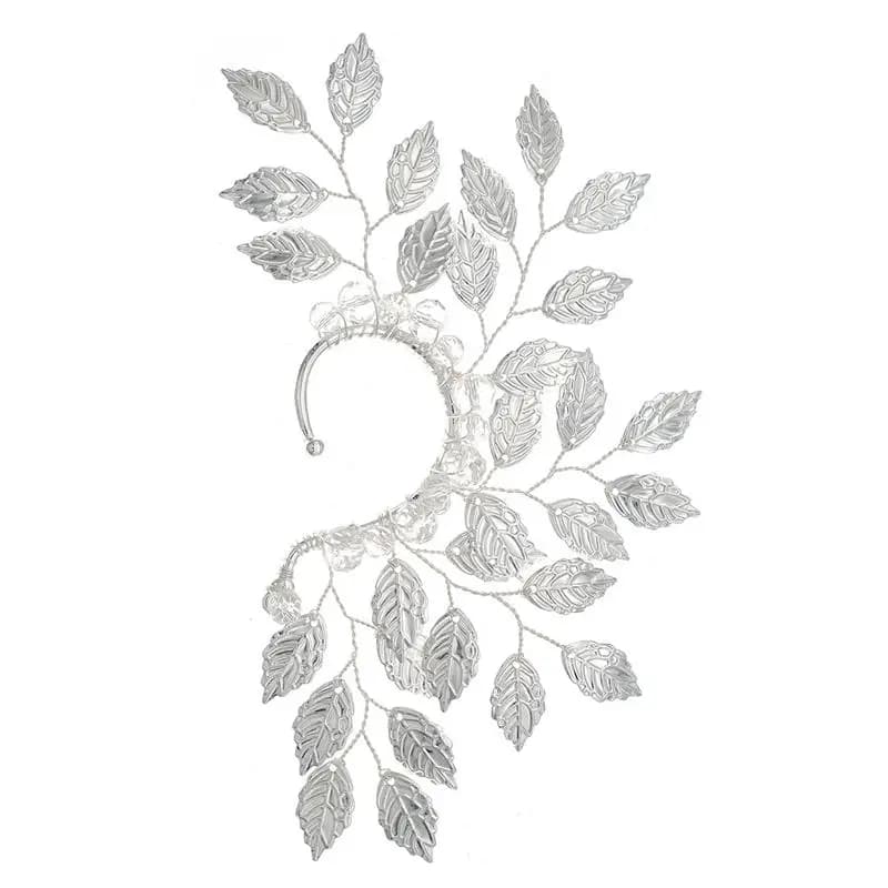 [HS]Y2K 1Pc Retro-Style Ear Cuffs With Crystal Leaves, Fashionable Photo Earrings For Women