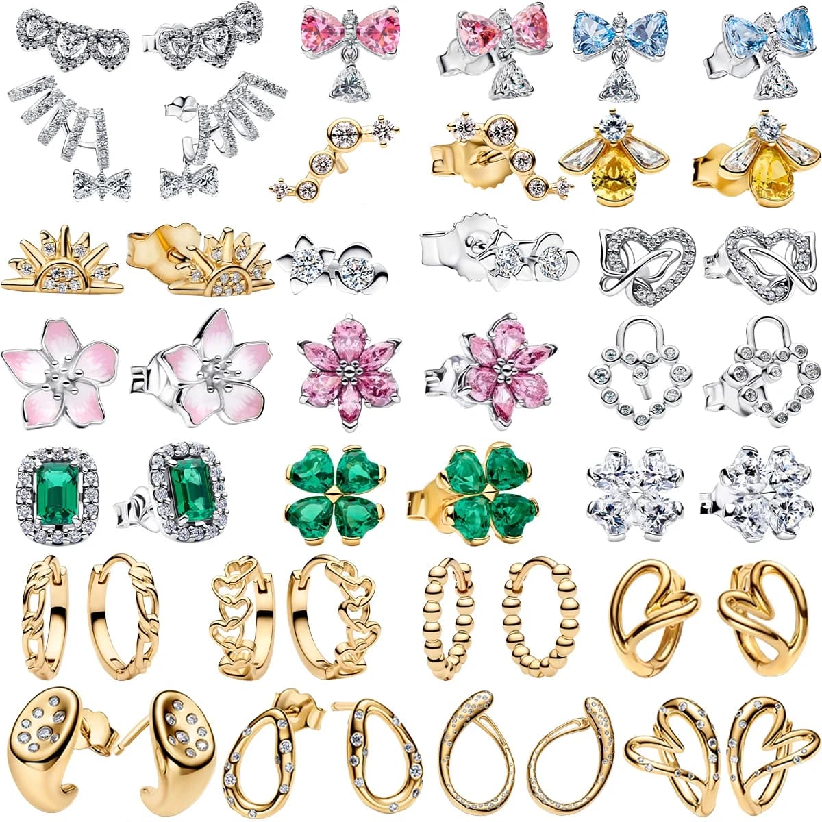 Orecchini Originali in Argento Sterling 925, Motivi Farfalla, Luna, Cuore, Fiore, Fiocco, Ape, Accessori Gioielli da Donna, Idea Regalo