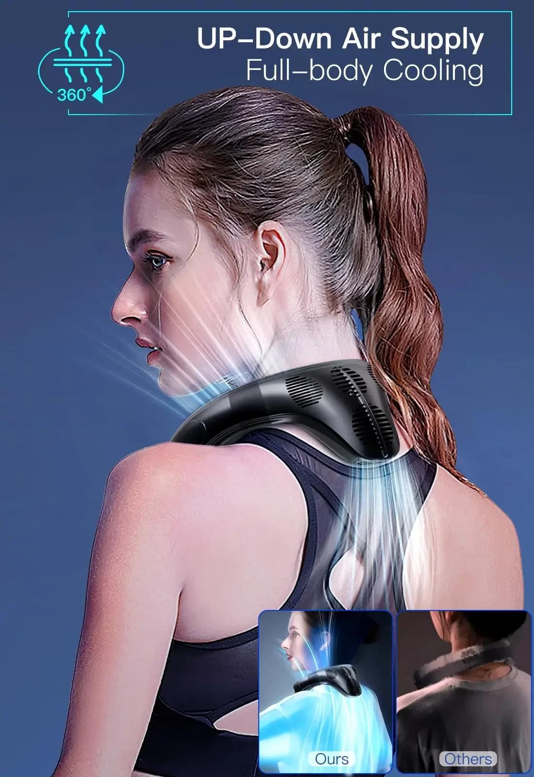 Neck Air Conditioner Portable Neck Fan Rechargeable Semiconductor Cooling Bladeless Fan Outdoor Personal Fan Wearable