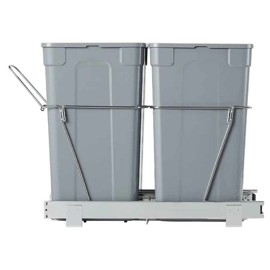 Kitchen cabinet pullout garbage bin, 27QTx2 dual under sink waste disposal and recycling unit, under counter trash holder, stai