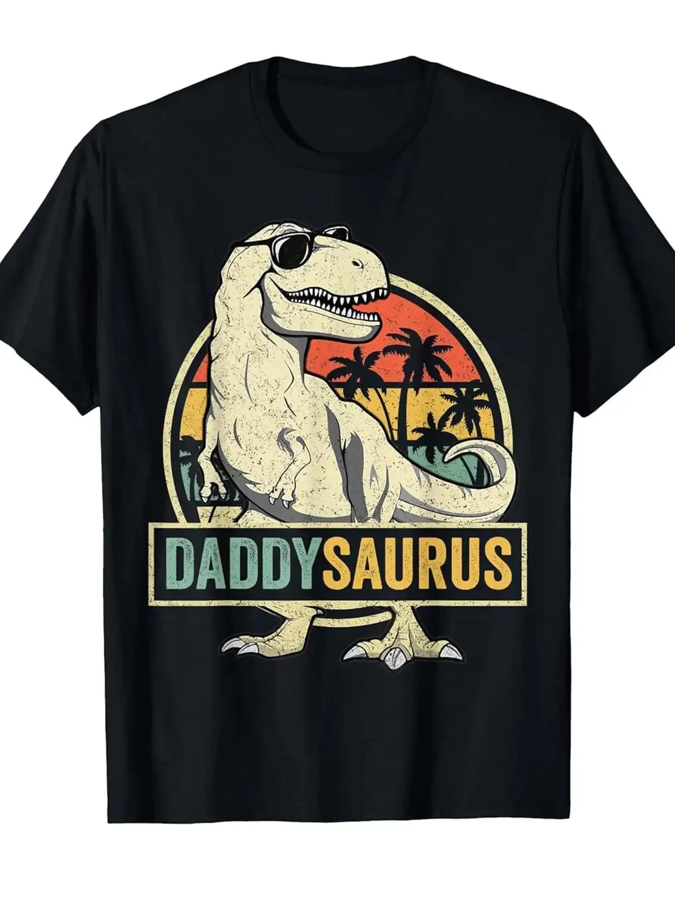 T-shirt stile Dinosaur Dad, abbigliamento da viaggio casual e confortevole con stampa alla moda, adatto per l'estate, la primavera e l'uso quotidiano