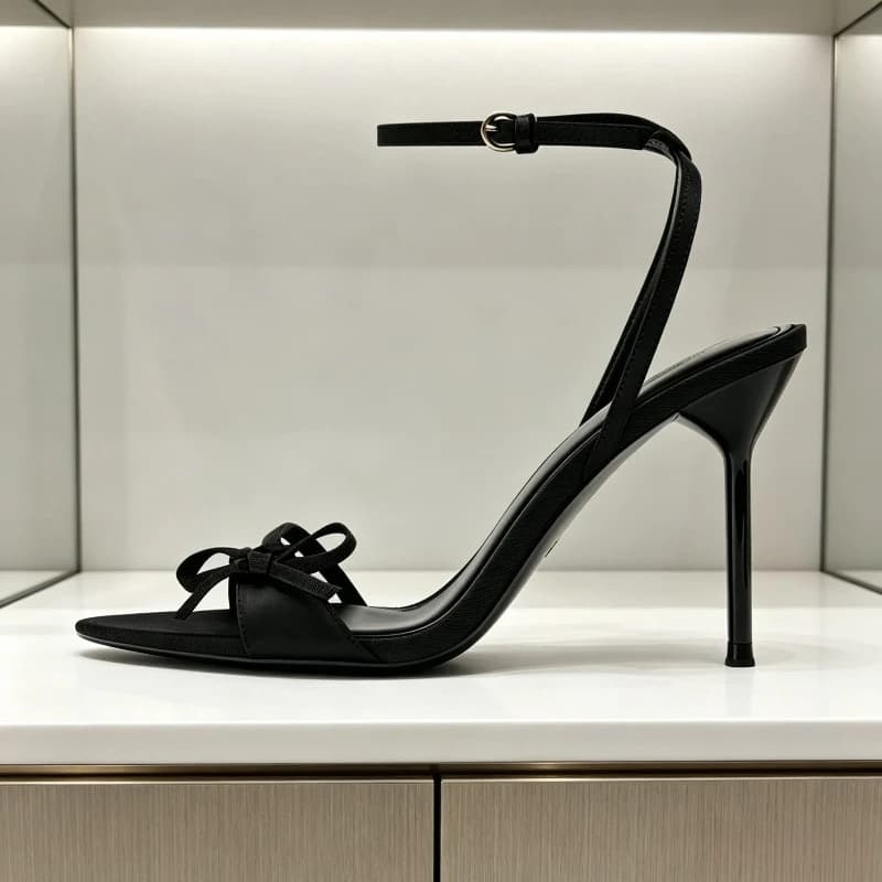 Bow Detail Satin Luxury High Heels Women Ankle Strap Buckle Summer Designer Shoes Sexy Pointed Toe Pumps Heeled Sandals Women