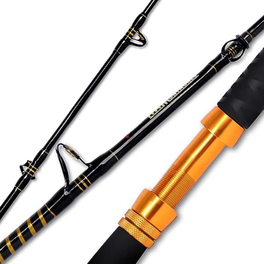 Canna da Pesca in Mare Monopezzo per Traina, Pesca in Acque Profonde, Big Game, Canna da Barca Convenzionale, Robusta con Avvolgimento a Spirale 6'30