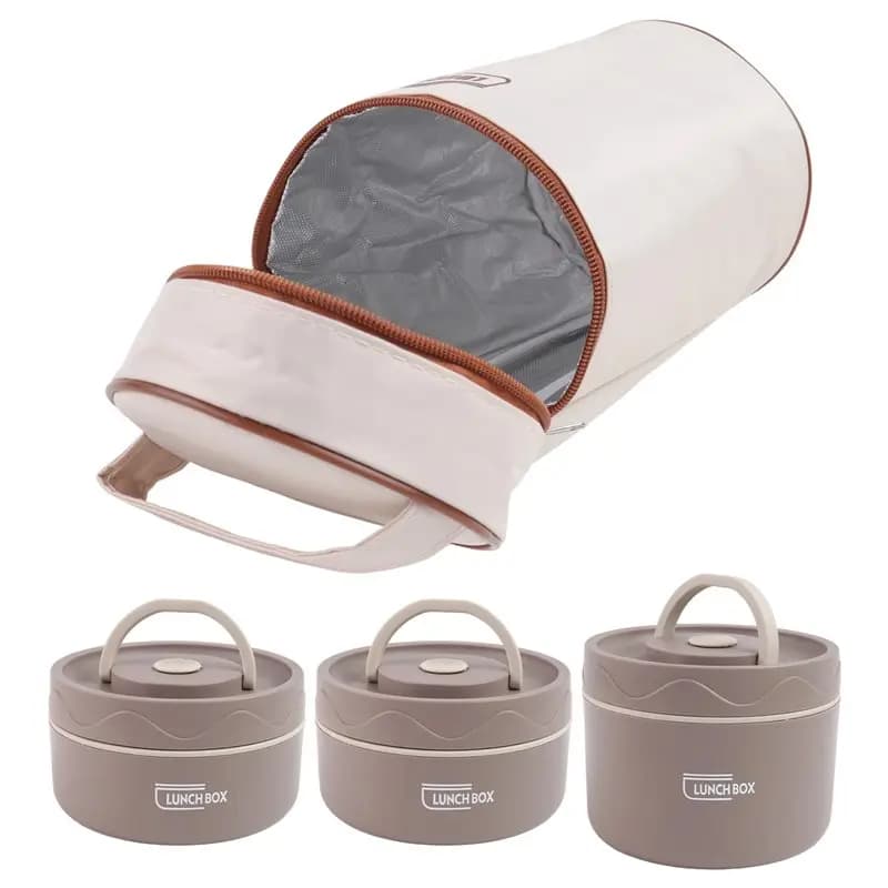 A7THK-Food Warm Lunch Container,Stainless Steel Thermal Lunch Container Portable Thermal Bento Box Food Container Brown B Durabl