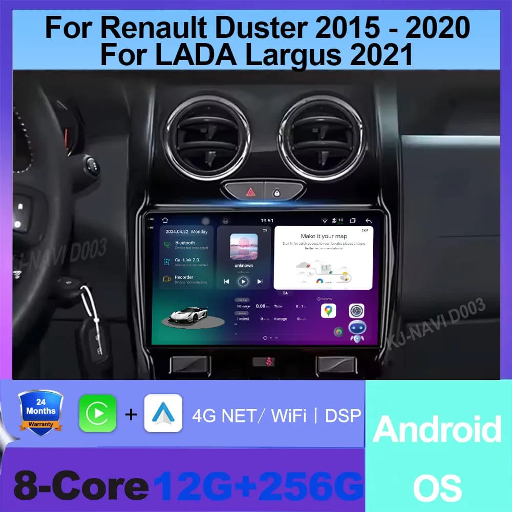 Carplay Android 16 Auto per Renault Duster 2015 - 2020 e per LADA Largus 2021, Autoradio Multimediale con GPS e Navigazione