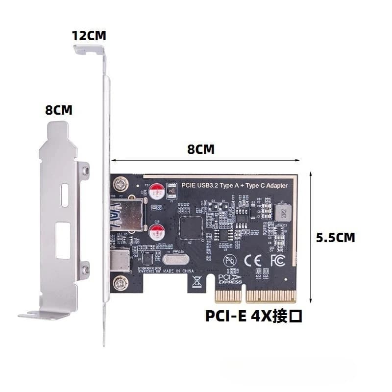 Type C USB 3.2 Gen2 10Gbps PCIE Card Hub USB 3.2 PCI Express Board USB A Port+Type-C Port PCI-E Expansion Card Adapter