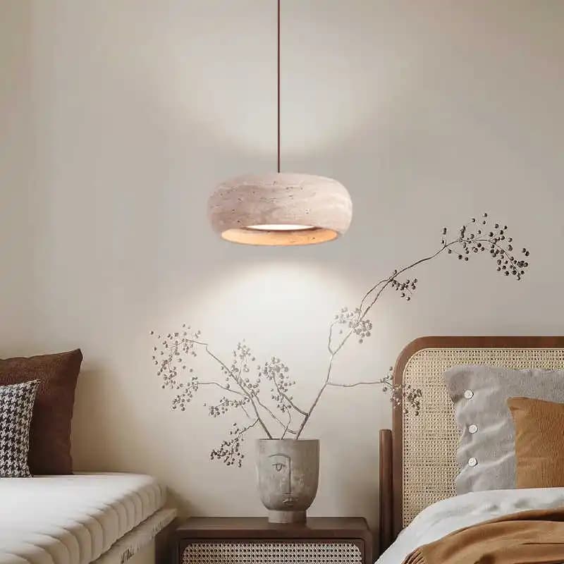 Lampadario Giapponese Wabi Sabi per Camera da Letto, Lampada a Sospensione in Travertino, Illuminazione Decorativa per Interni, Lampade per Camera da Letto, Sala da Pranzo, Bar, Studio