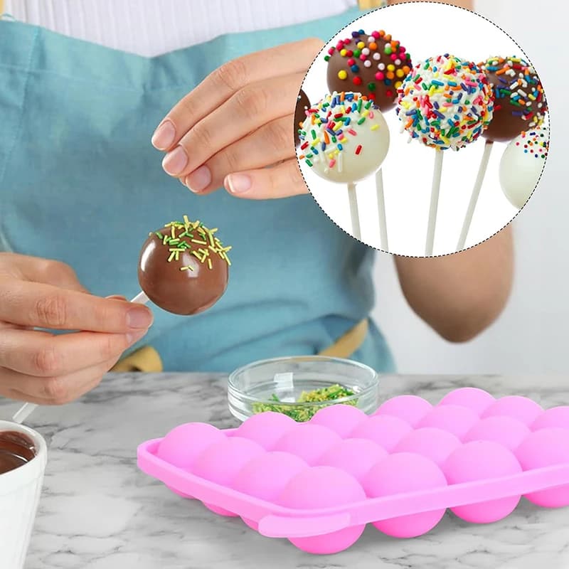 Stampo in Silicone per Lecca-lecca a 20 Fori, Stampo Riutilizzabile per Cioccolato, Gelatina, Ghiaccio, Torte, Antiaderente, Utensili da Cucina