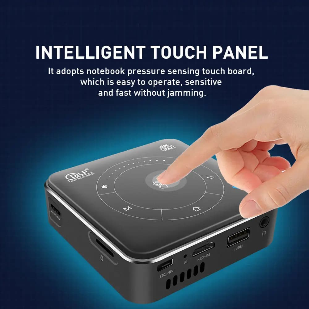 Mini Proiettore 3D Tascabile P11, Proiettore Video DLP Android 9.0 OS, Decodifica 4K HD, Mirroring Schermo, 4GB/32GB, 2.4G/5G