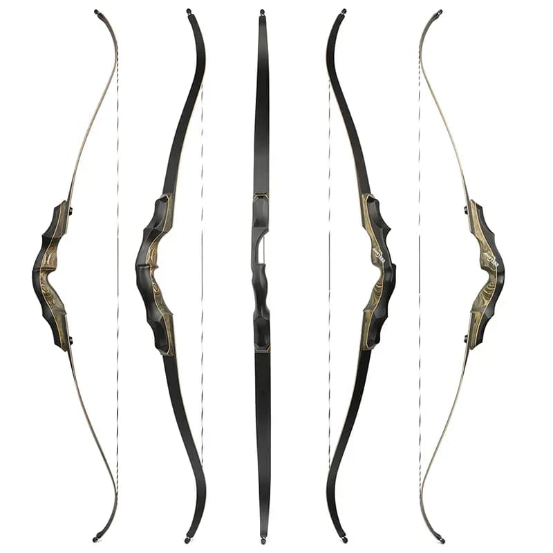 20-55lbs Arco da caccia americano 62 pollici Arco ricurvo 16 "Tech Legno Split Arco Riser Arti laminati Tiro con l'arco all'aperto Caccia Bersaglio