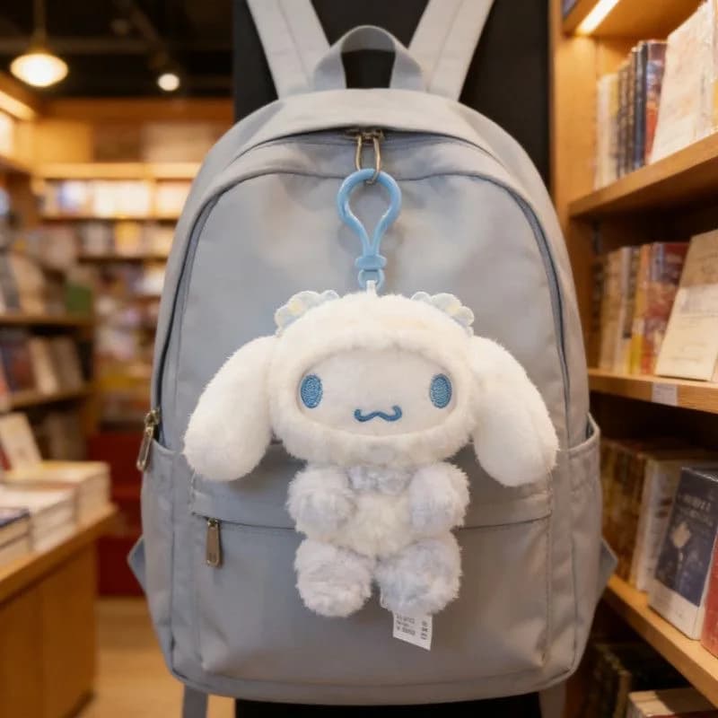 Autentico ciondolo in peluche Sanrio Kuromi, morbido giocattolo di peluche a forma di cartone animato, grazioso portachiavi per auto, borsa, zaino.