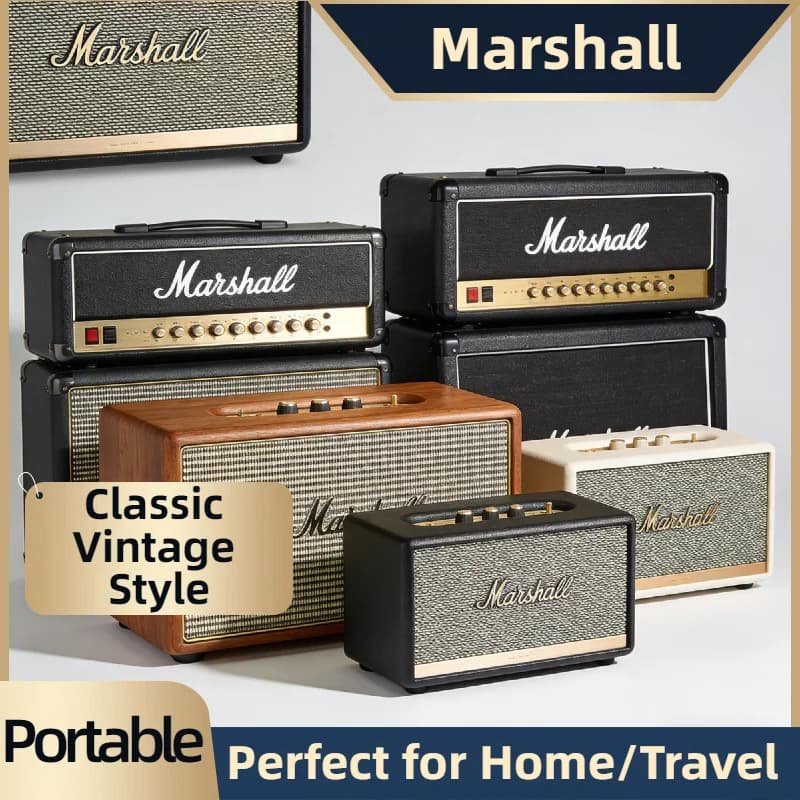 Altoparlante Bluetooth Portatile Marshall 2026, Stereo Wireless TWS con Bassi Potenti, Microfono Integrato, Supporto Ingresso AUX e Lettore Musicale Scheda TF