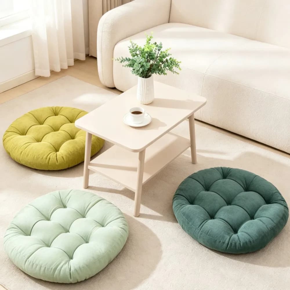 Large Round Floor Pillow Cushion Tufted Thick Meditation Yoga Tatami Fireplaces Green Blue Grey Seating for Adults And Kids