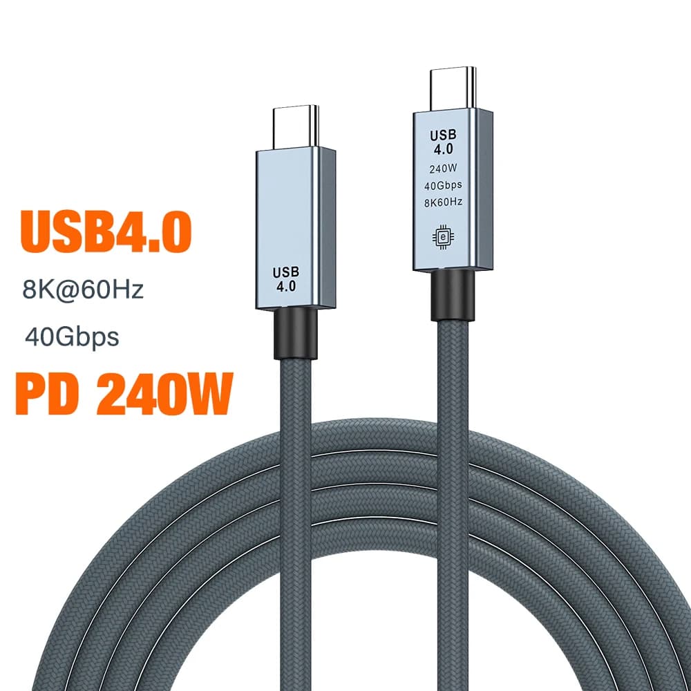 Cavo USB4 40Gbps 240W 8K Per Thunderbolt 4 Tipo C Ricarica rapida Thunderbolt3 USB 4.0 Cavo di trasferimento dati da USB C a C per laptop