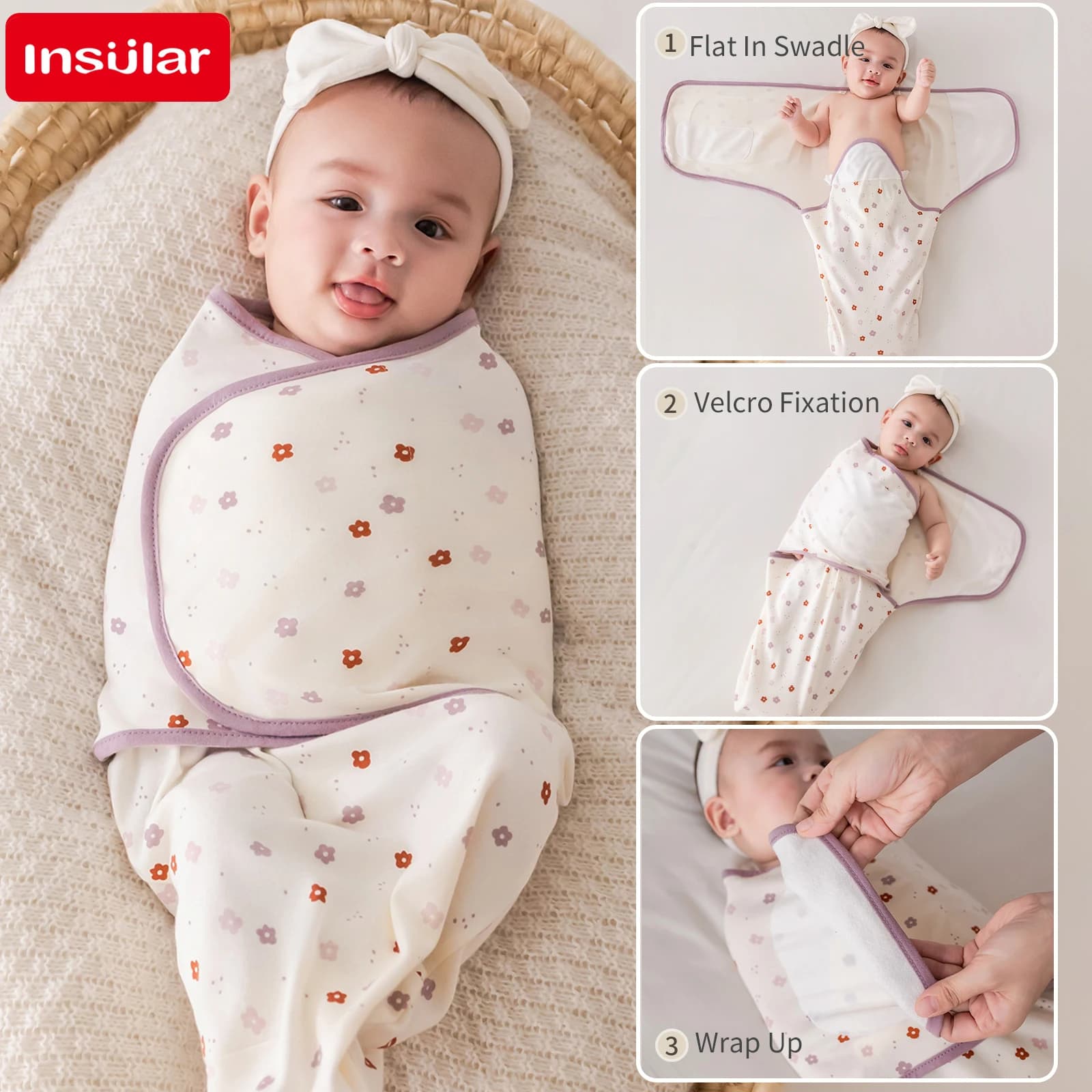 Baby Swaddle Wrap Cocoon Sleeping Bag for Newborn 0-4 Months, 100% Cotton Soft Single Layer Thin Sleep Sack Unisex Boys Girls