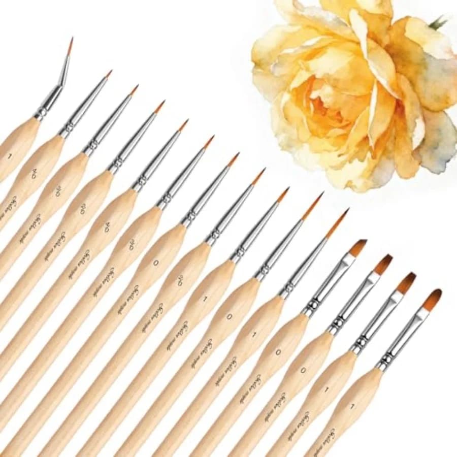 Detail Paint Brush Set, 15pcs Miniature Paint Brushes with Triangular Handles for Fine Detailing and Art Painting - Acrylic, Oi