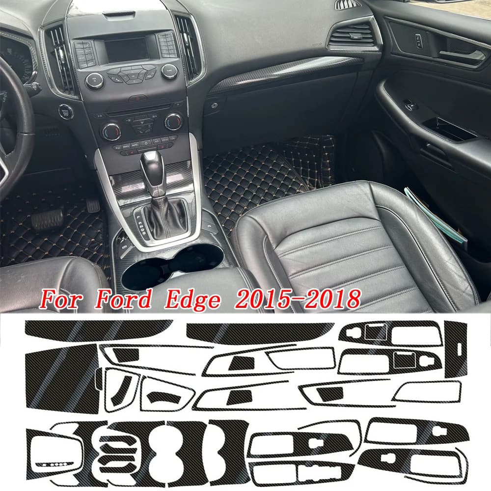 Per Ford Edge 2015-2018 Interni Pannello di Controllo Centrale Maniglia Della Porta 5D In Fibra di Carbonio Decalcomanie Car styling Accessorie