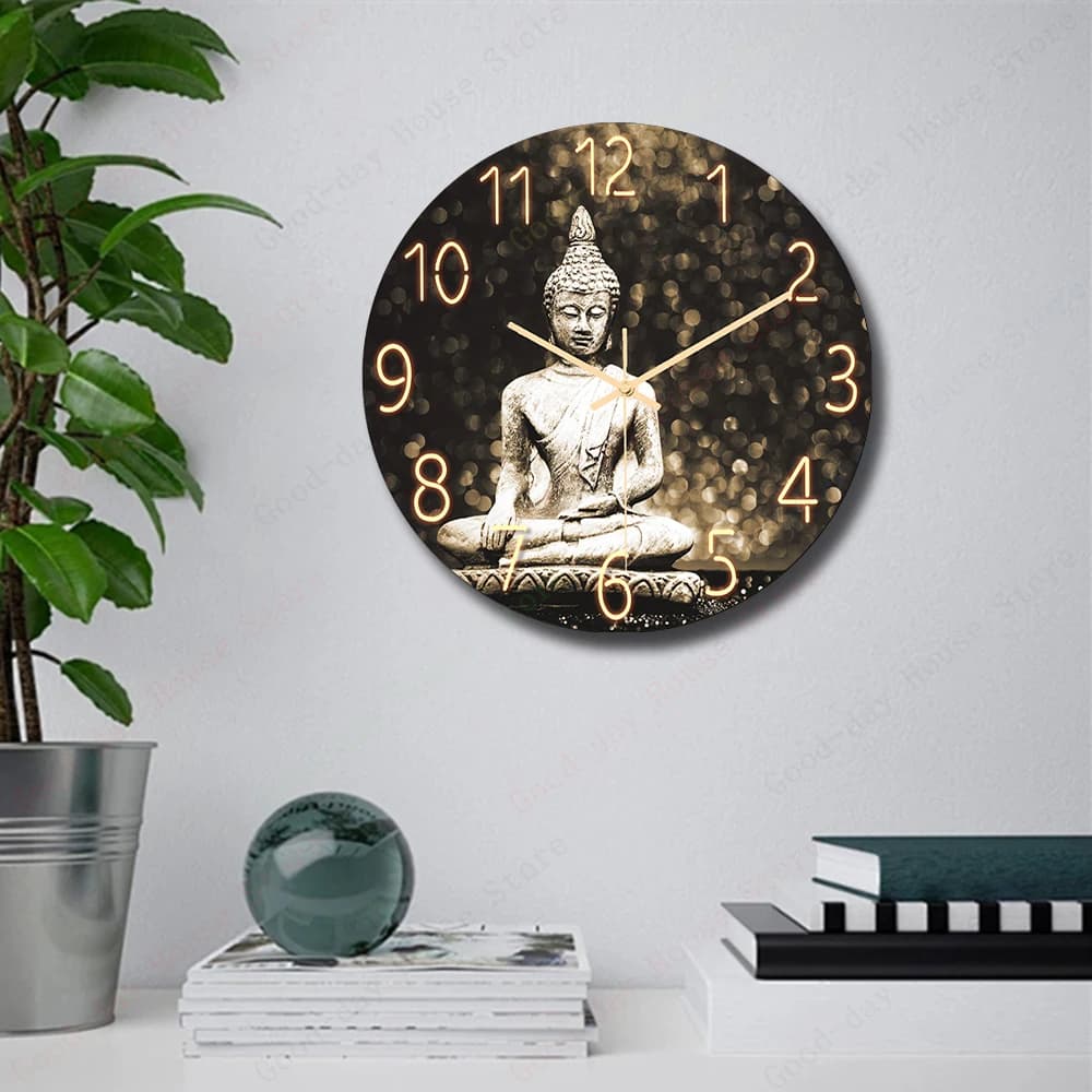 12 inch silent wall clock The Buddha, ideal for classroom, bedroom, wall clock with Independence Day decoration, modern design, holiday gift