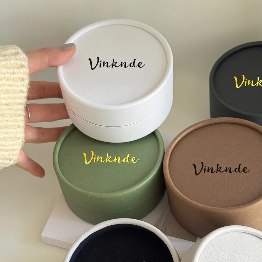 10x5cm Round Ribbon Box Customizable with Logo for Rings, Earrings, Earrings, Necklaces, Studs - Organizer for Jewelry from Boutique