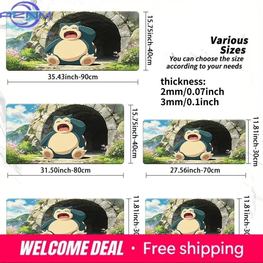 Tappetino per mouse da gioco Snorlax Yawning at Cave Entrance con base in gomma antiscivolo