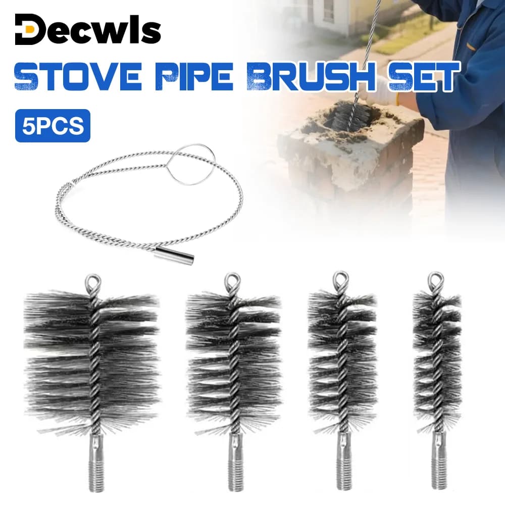 Stainless Chimney Brush, 30/50/80/150mm Pipe Cleaning Brush 1m Flexible Extension Pole Pipe Cleaning Tool For Remove Soot Debris