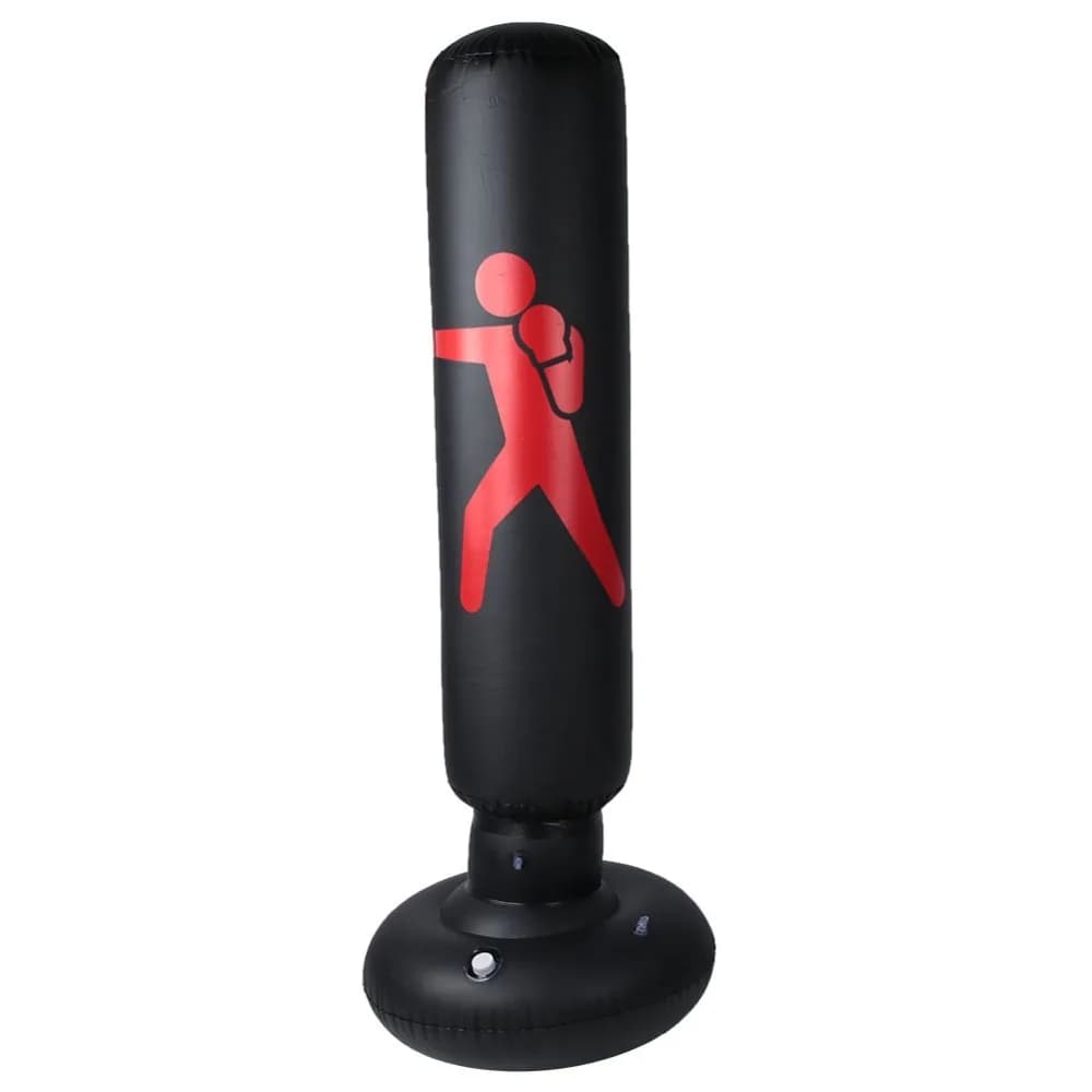PVC Inflatable Boxing Bag 360° Rebound Freestanding Freestanding Punching Bag Black Stable Bottom Punching Family Exercise