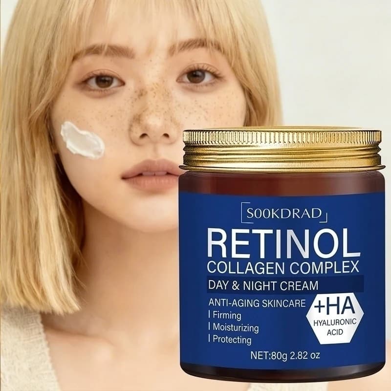 Crema al Retinolo e Collagene con Acido Ialuronico, Idratazione Quotidiana, 80g/2.82oz, Per Stili di Vita Frenetici