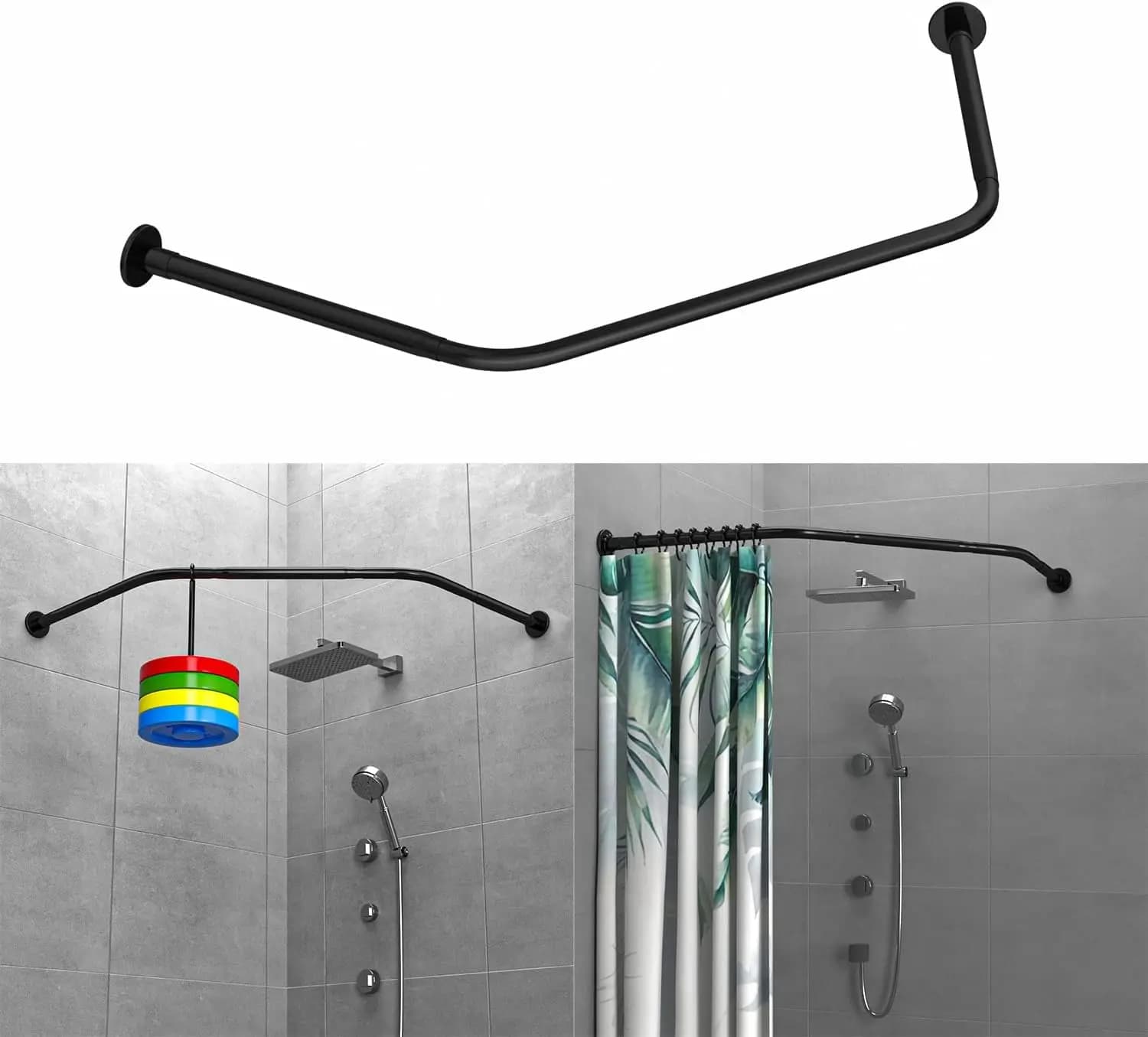 Asta per Tenda Doccia Angolare Regolabile in Acciaio Inossidabile a Forma di Diamante, Installazione Senza Foratura per Bagno, Vasca da Bagno, Appendiabiti