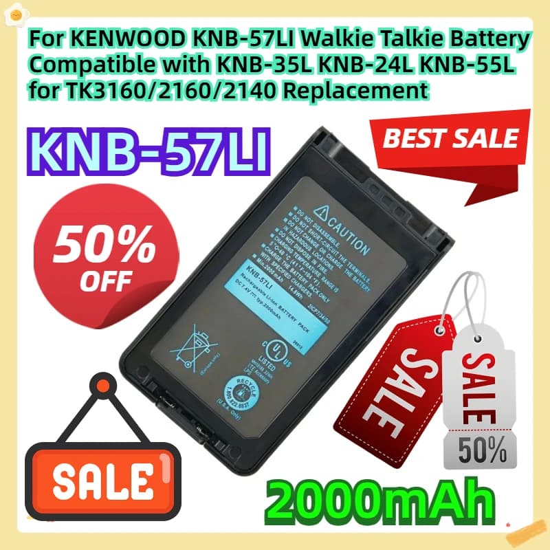 Per KENWOOD KNB-57LI Walkie Talkie Batteria compatibile con KNB-35L KNB-24L KNB-55L per TK3160/2160/2140 7.4V 2000mAh Sostituzione