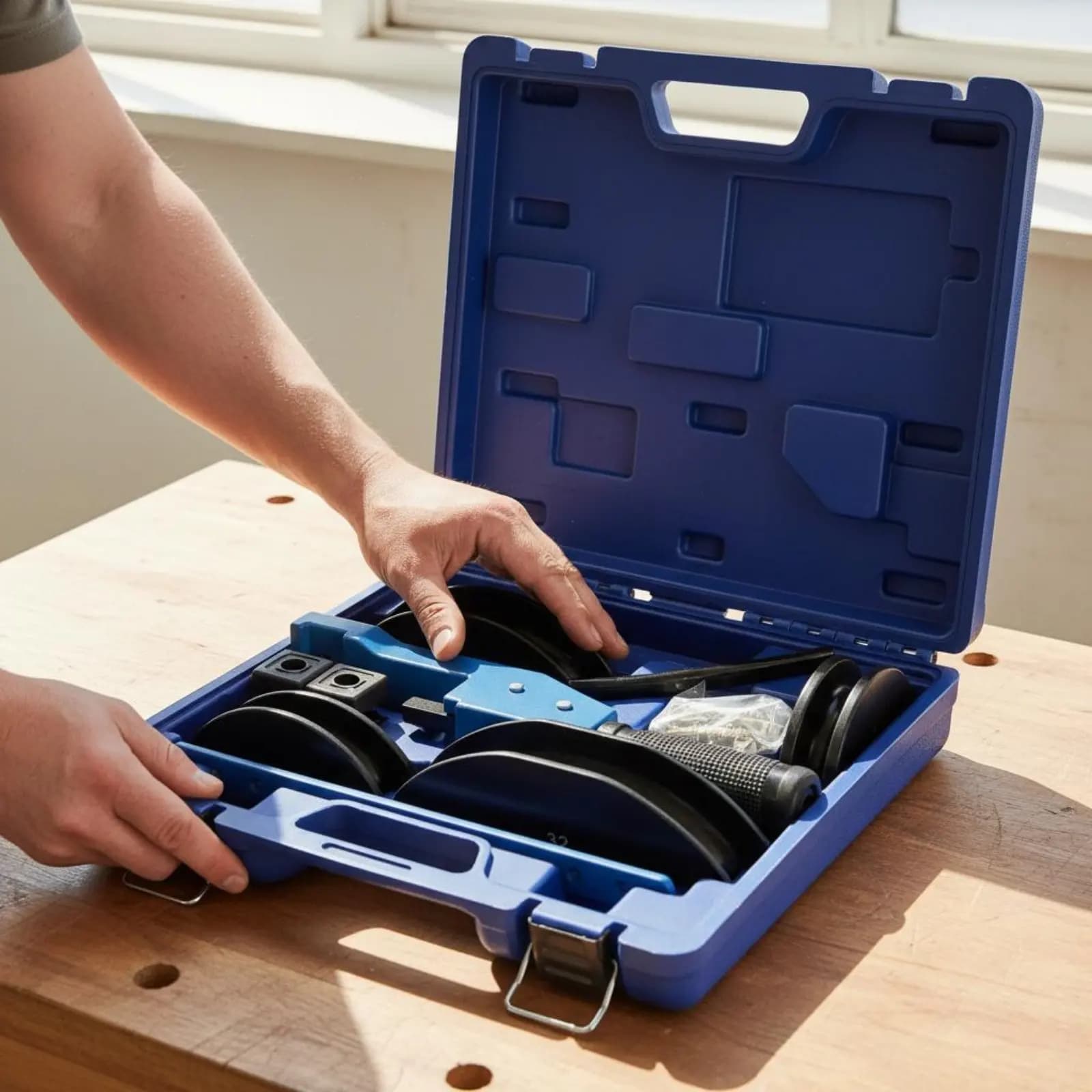 Utensile per Piegatura Tubi a 90 Gradi, Design Compatto ° Kit Piegatubi, Set per Piegatura Tubi in Plastica, Valigetta Portatile, Attrezzatura Hardware