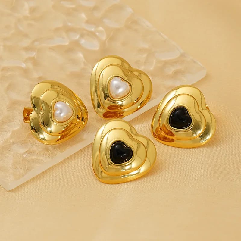5 pezzi popolari orecchini con strass d'amore orecchini a forma di cuore alla moda in acciaio inossidabile per orecchini da donna regali di gioielli all'ingrosso