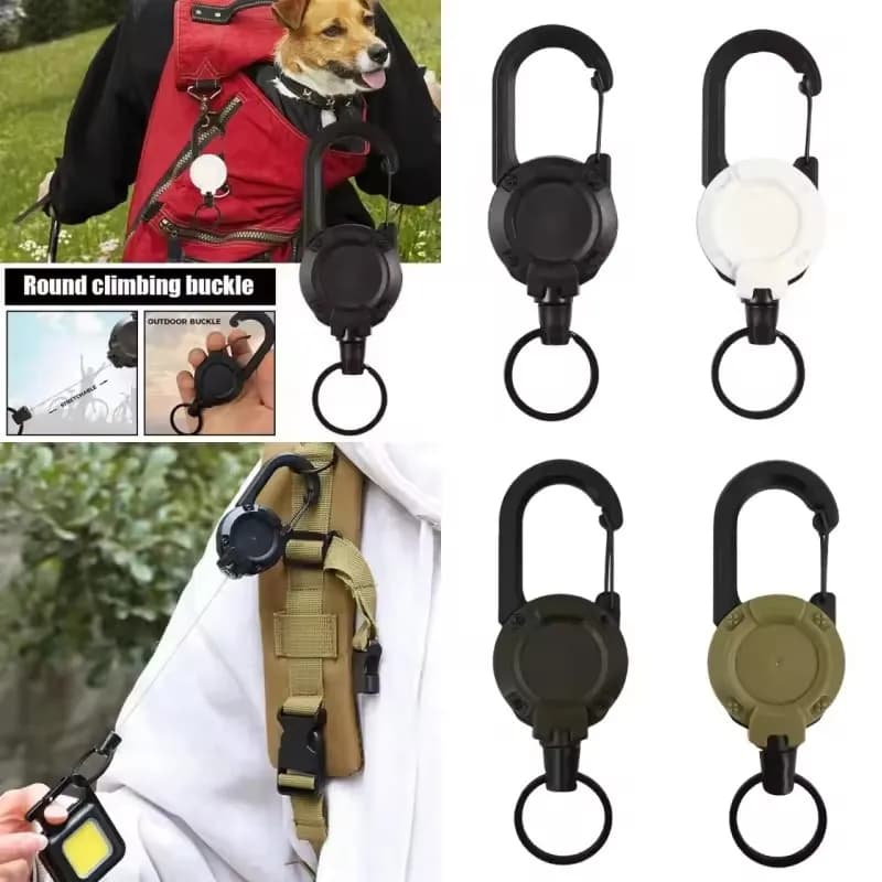 3Pcs Outdoor Retractable Key Chains Anti-theft Metal Easy-to-pull Buckle Rope Elastic Keychain Sporty Retractable Key Ring