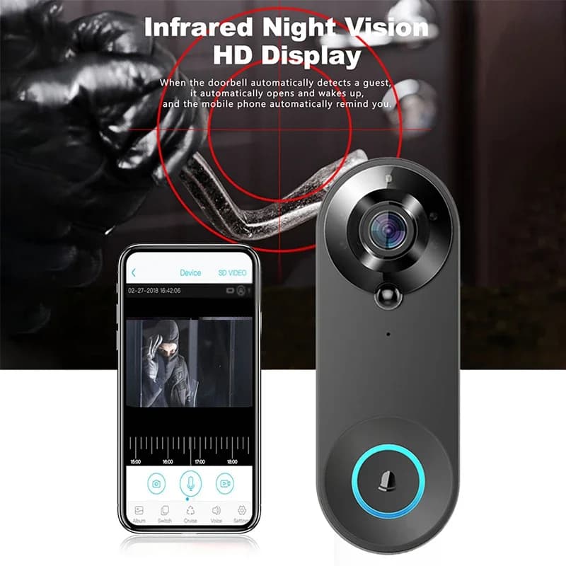 Videocitofono WiFi 1080P Telecamera Tuya Campanello per porta Sicurezza domestica intelligente Rilevazione movimento Visione notturna Campanello citofono audio bidirezionale