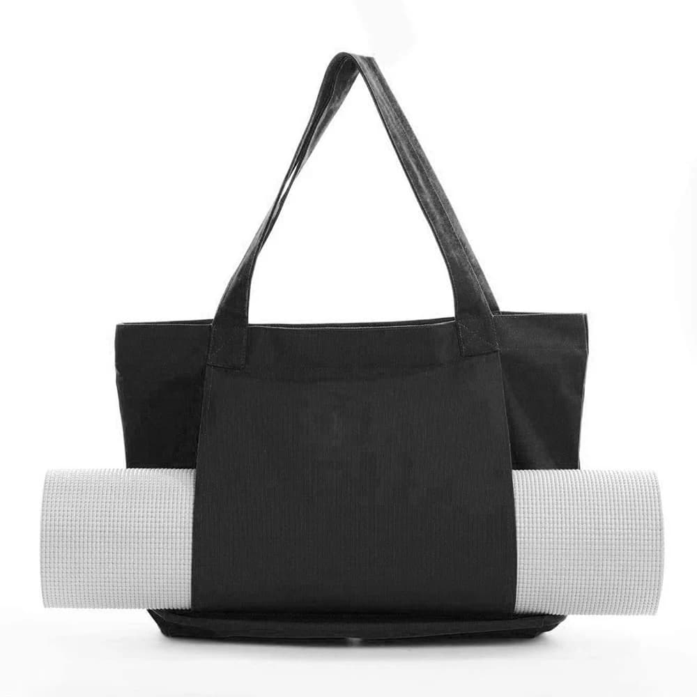 2 piece canvas tote bag with yoga mat pocket Office shoulder bag, training, pilates, travel, beach and gym