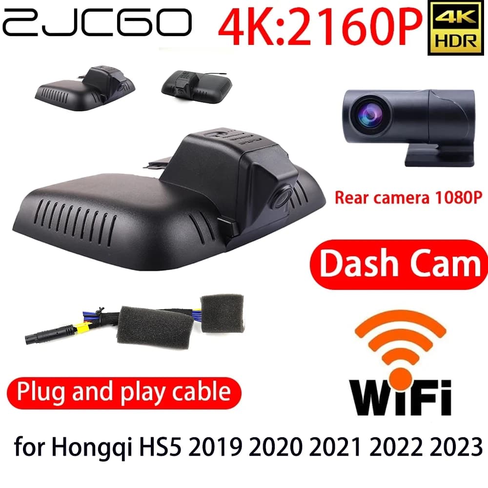 ZJCGO 4K DVR Dash Cam Wifi Front Camera Rear Monitor 24 Hours Hongqi HS5 2019 2020 2021 2022 2023