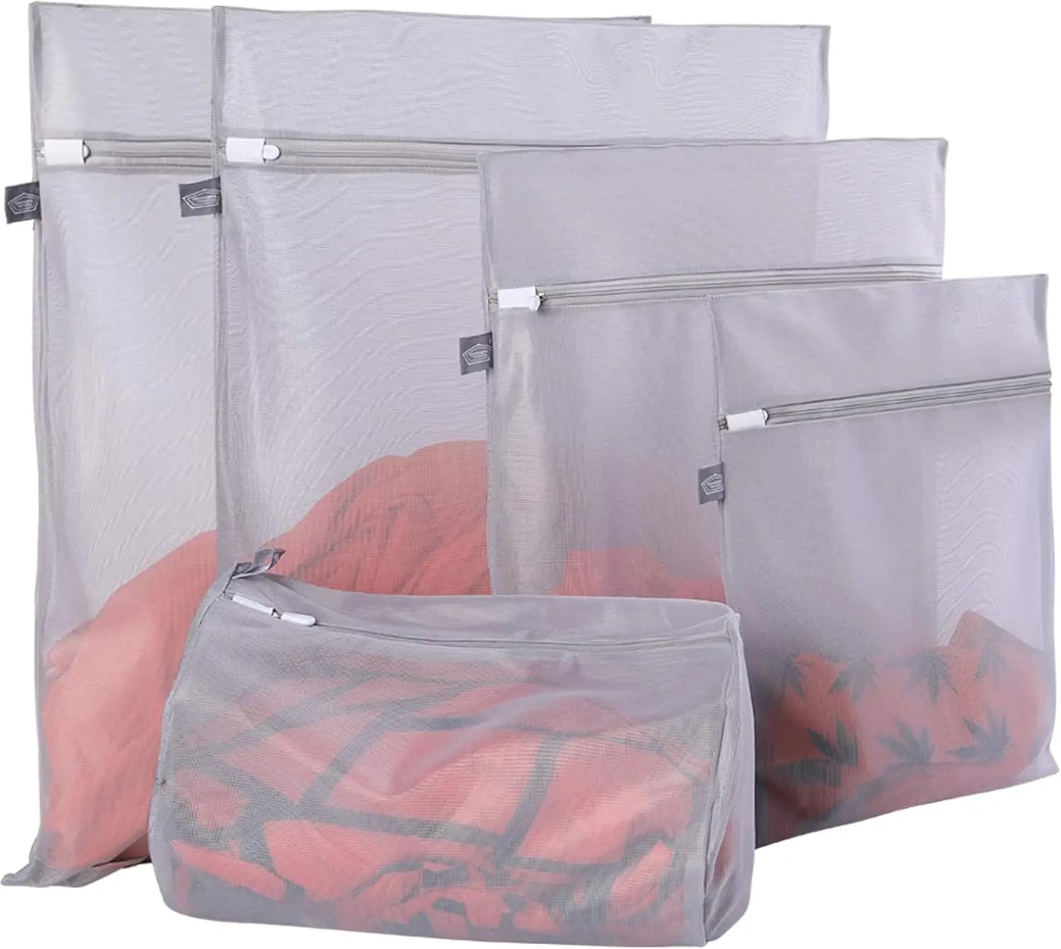 Sacchetti a rete per bucato, confezione da 5 - Lavaggio e asciugatura delicati, reggiseni, calzini, maglioni - Sacchetti a rete con cerniera per una cura delicata in lavatrice