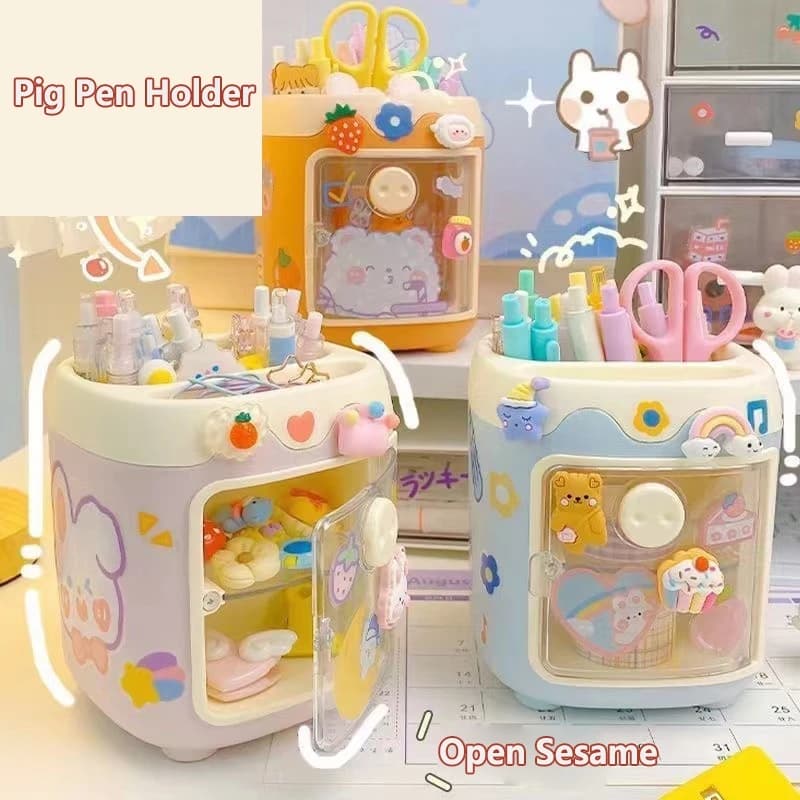 Portapenne Grande a Forma di Orso, Organizer da Tavolo per Pennelli da Trucco, Contenitore Multifunzione con Griglia per Cancelleria e Decorazione, Elegante