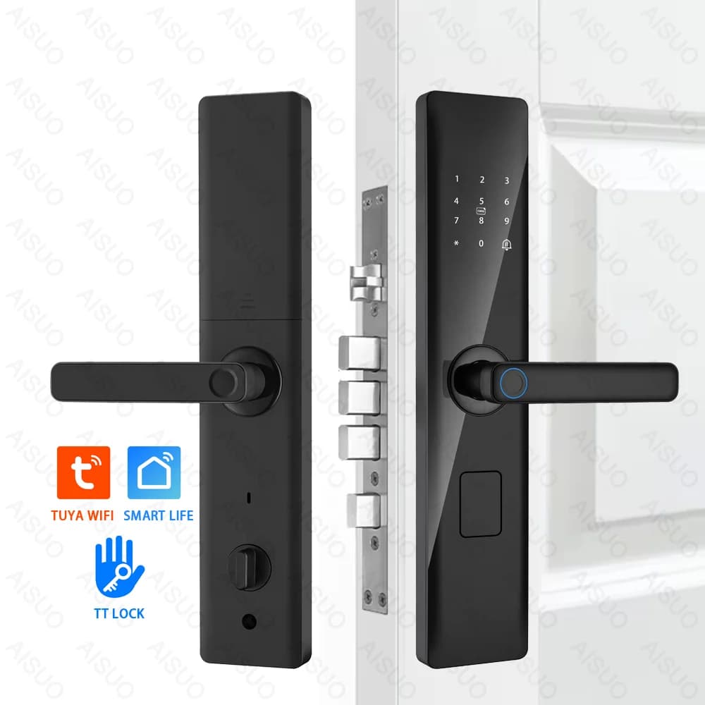 Sicurezza TUYA WIFI Blocco elettronico delle impronte digitali Sblocco remoto Chiave della scheda digitale Cerradura Inteligente Ttlock Smart Door Lock