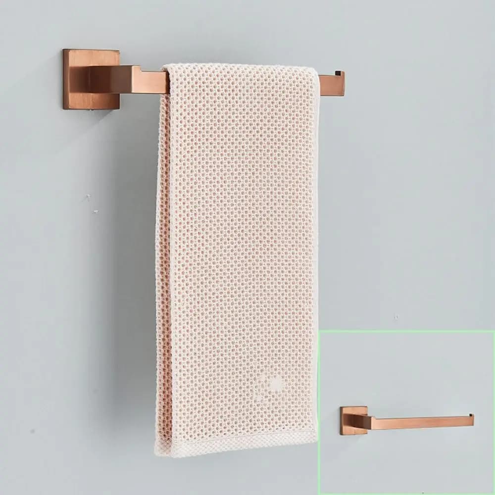 Set di Accessori per Bagno in Acciaio Inox Oro Rosa, Gancio per Accappatoio, Porta Asciugamani, Porta Carta Igienica, Anello Porta Salviette, Arredo Moderno, Personalizzabile