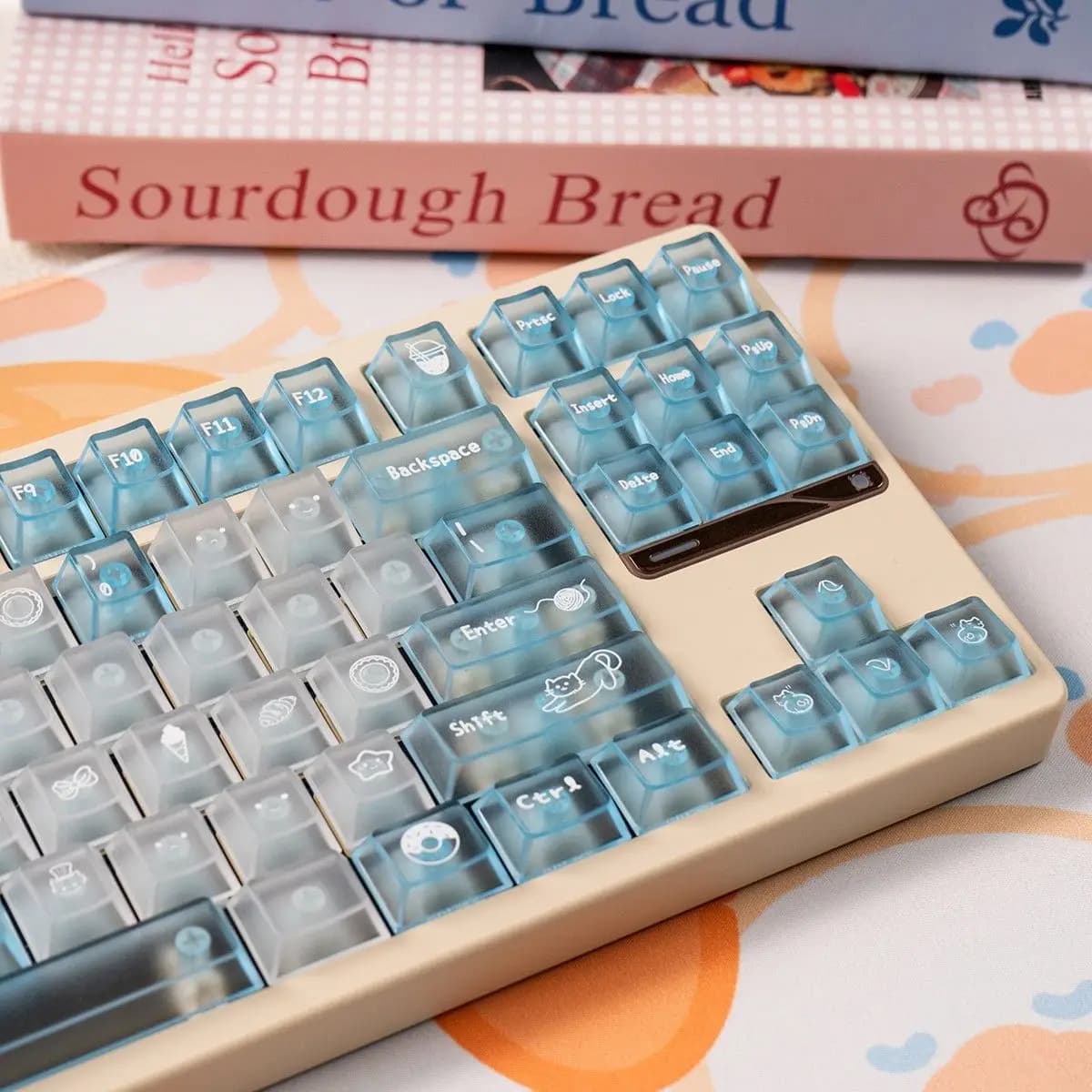 Frosted fog transparent PC blue transparent keycap mechanical keyboard transparent magnetic axis original height 61/68/75/87/98/