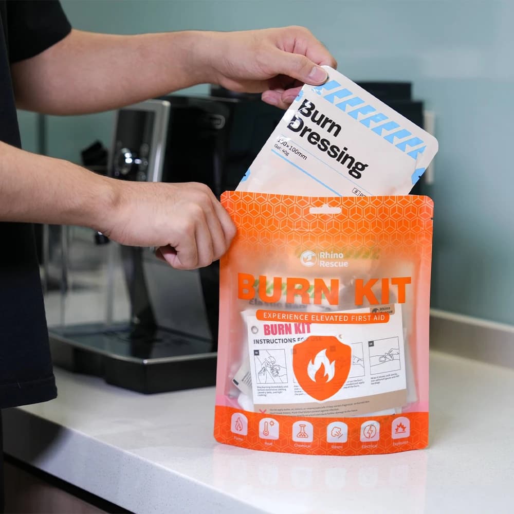 Kit di soccorso per ustioni RHINO RESCUE: Medicazioni con gel rinfrescante, bustine lenitive, crema rinfrescante, forniture di pronto soccorso IFAK per emergenze