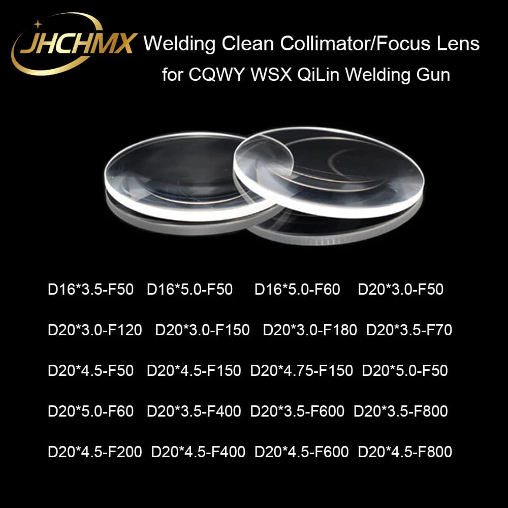 JHCHMX Laser Hand-hold Welding Clean D16/20 Collimator Focus Lens D20*4.5-F150 for CQWY WSX QiLin HanWei Sup Au3tech Welding Gun