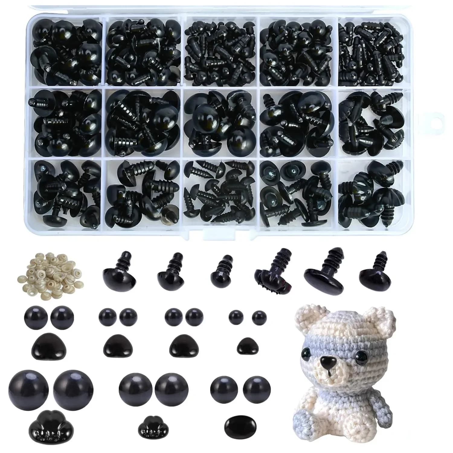 Occhi di sicurezza Nasi Plastica Crochet Kawaii Doll Eye con rondelle per giocattoli Animali di peluche Burattino Orsetto di peluche Fai da te Creazione di oggetti artigianali Supp