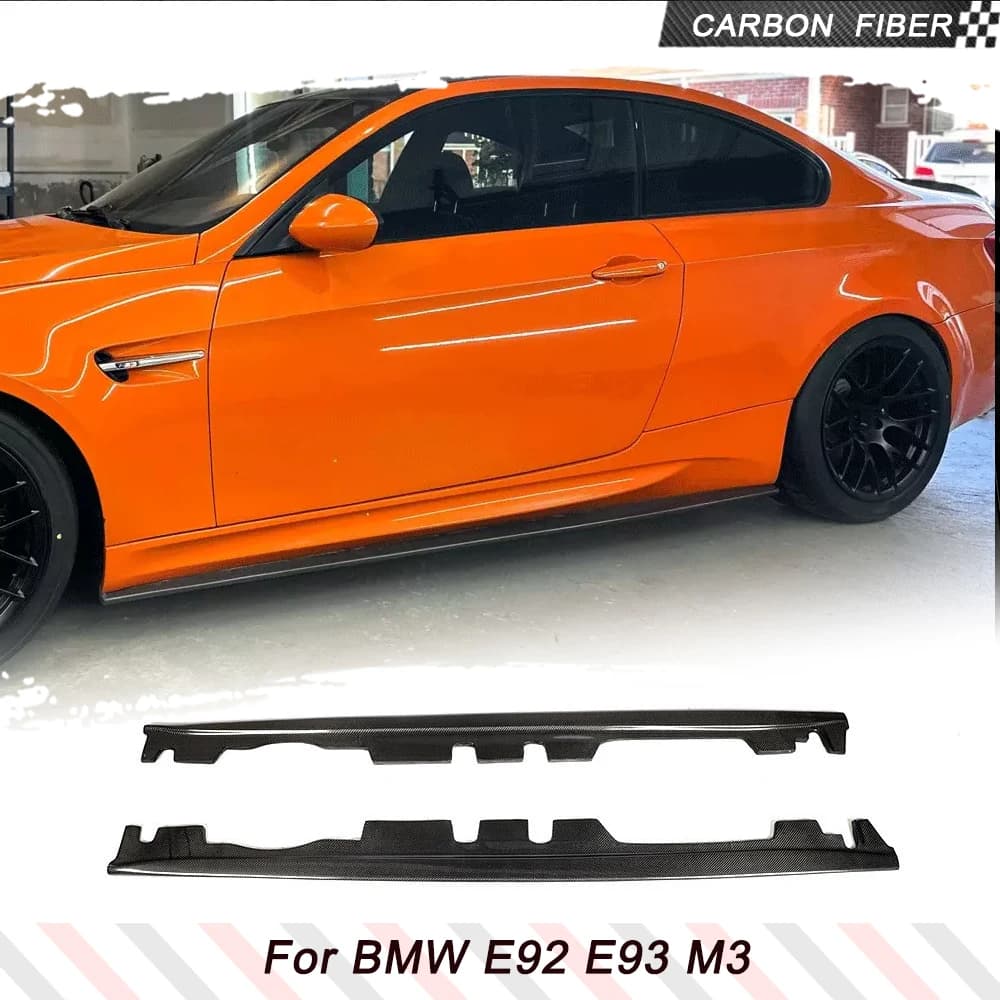 Labbra di estensione delle minigonne laterali dell'auto in fibra di carbonio per BMW Serie 3 E92 E93 M3 2008 - 2013 Pannelli laterali Estensione labbra Grembiule Kit corpo